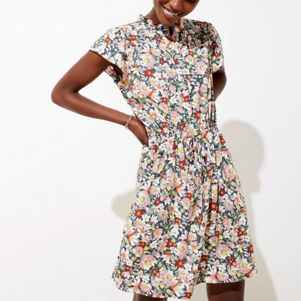 LOFT floral ruffle dress